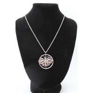 Mid Century Handmade Silver Filigree Butterfly Pendant Necklace | Artisan Wirewo